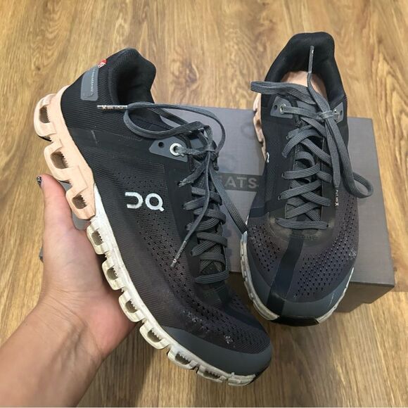 ON CLOUDFLOW black athletic training running lace up shoes sneakers women’s 8 - Picture 8 of 9